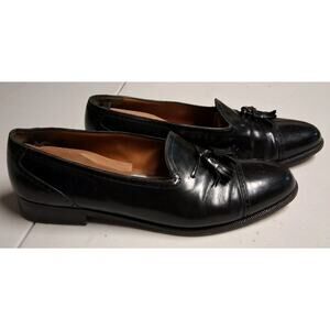 Salvatore Ferragamo Black Leather Slip On Tassel Loafers Men's Shoes Size 13